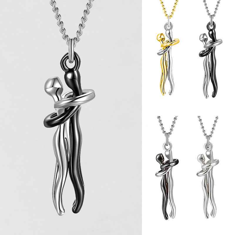 Love Hug Necklace Unisex Men Women Couple Jewelry Simple Temperament Clavicle Chain Valentines Day Lover Gift - DD Discount Sales