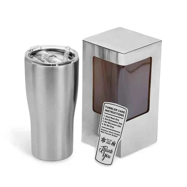 20 oz curve stainless steel tumbler with straw - DD Discount Sales