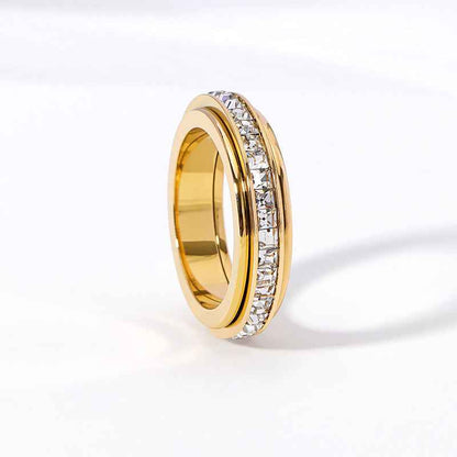 Square Diamond Rotating Starry Titanium Steel Ring For Women - DD Discount Sales