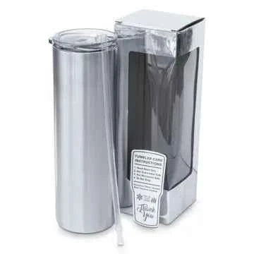 30 oz skinny stainless-steel tumbler with straw - DD Discount Sales