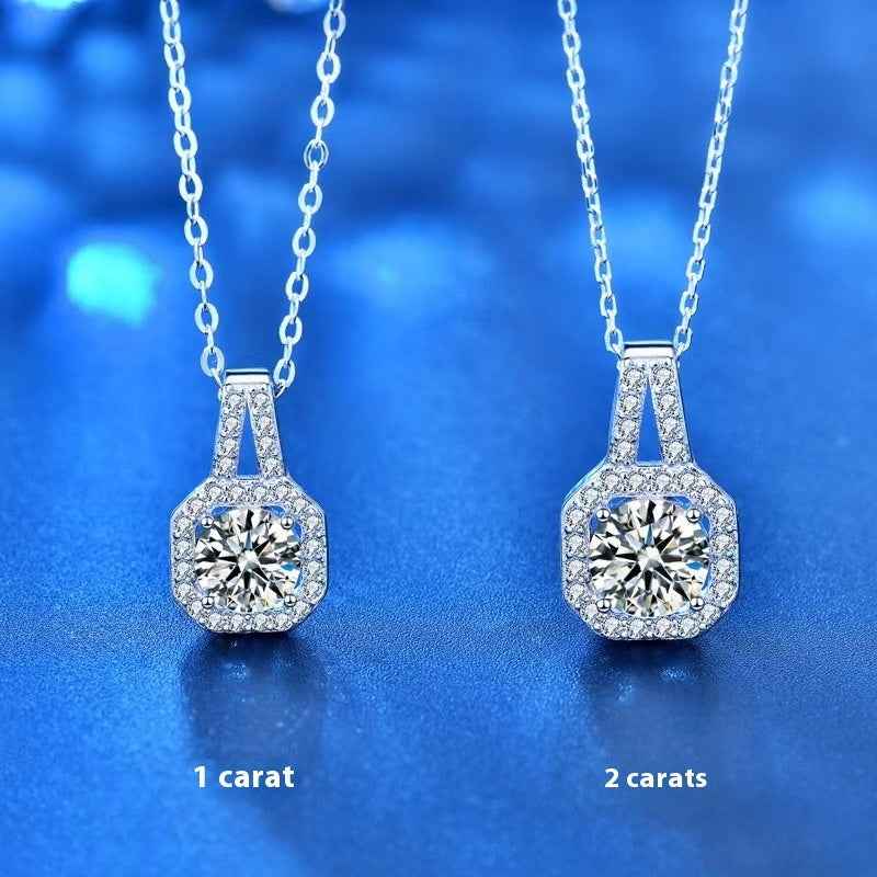 Moissanite S925 Sterling Silver Necklace For Women All-match Niche High Sense - DD Discount Sales