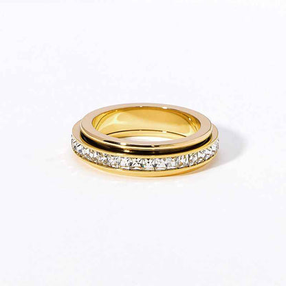 Square Diamond Rotating Starry Titanium Steel Ring For Women - DD Discount Sales