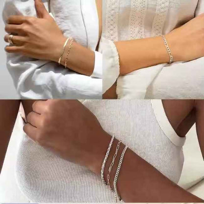 5pcs Silver Bracelets For Women, 14K Silver Plated Dainty Bracelets Set For Women Trendy Adjustable Stackable Bracelets - DD Discount Sales