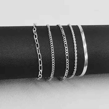5pcs Silver Bracelets For Women, 14K Silver Plated Dainty Bracelets Set For Women Trendy Adjustable Stackable Bracelets - DD Discount Sales
