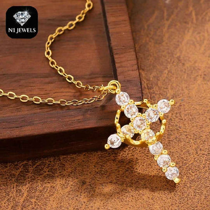 Christian Religious Symbola Drop Classic Crown & Cross Pendant Choker Easter Necklace For Women & Men & Girls Pretty Crown Cross Necklace For Daily Party Clothing Decor Trendy All-match & Exquisite Je - DD Discount Sales