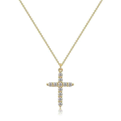 COLORFUL BLING Dainty Cubic Zircon Cross Necklace Sideways Pendant Necklace For Women Gold Silver Cross Jewelry - DD Discount Sales