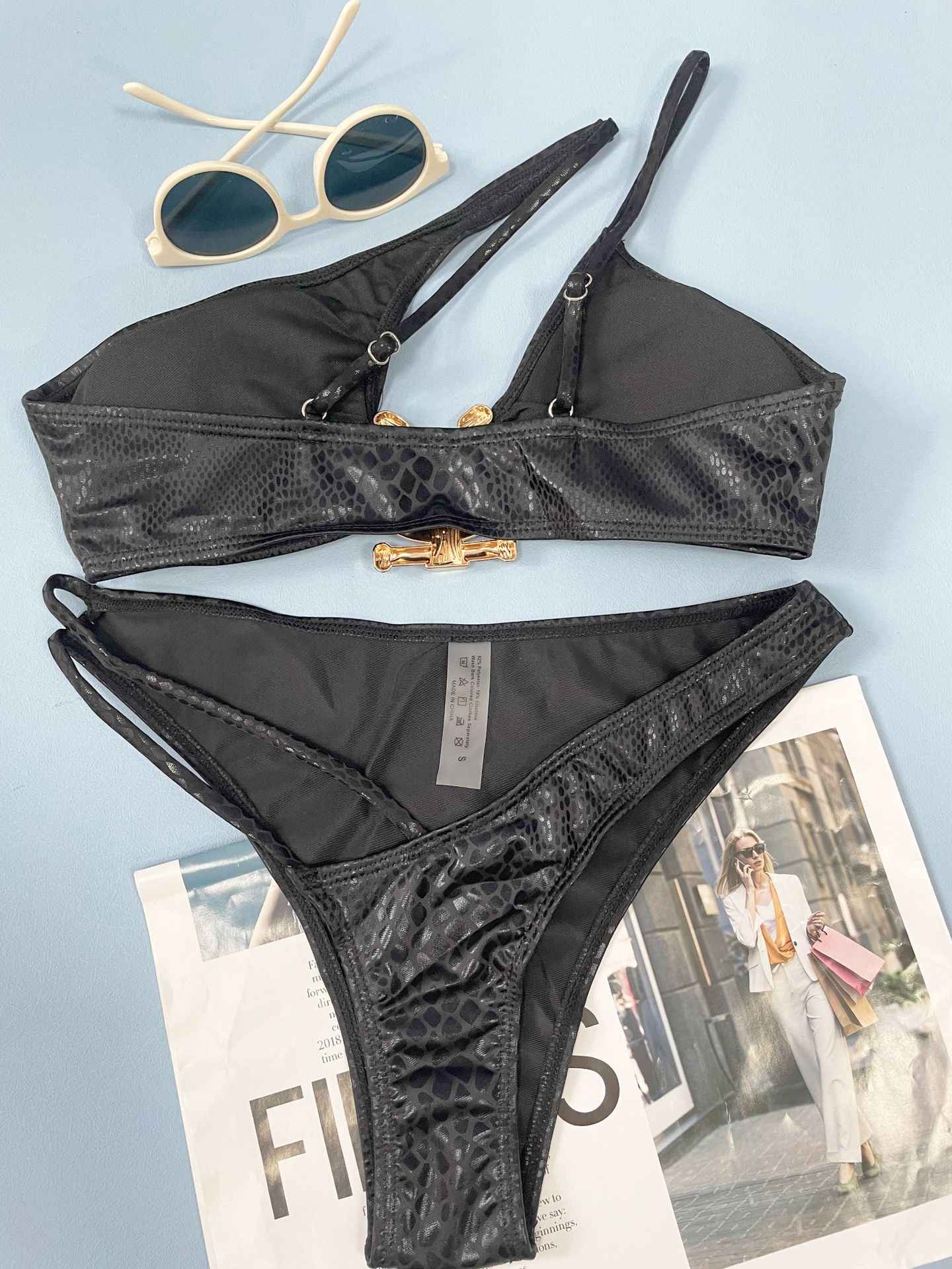 Women Bikini Serpentine Pattern Swimsuit Three Point Tight Swimwear - DD Discount Sales