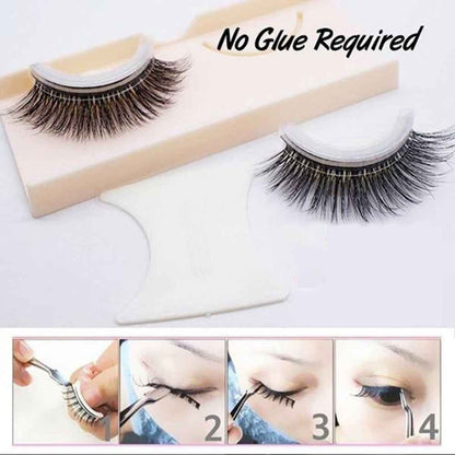 1 Pair Self Adhesive Eyelashes Reusable 3D False Lashes Easy To Wear And Remove Curly Stick On Eye Lashes - DD Discount Sales