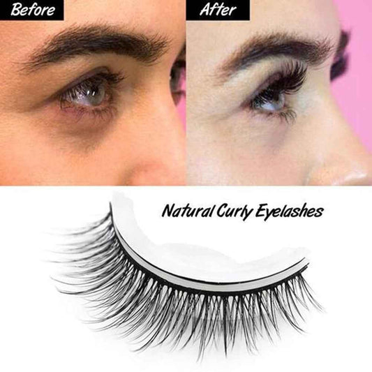 1 Pair Self Adhesive Eyelashes Reusable 3D False Lashes Easy To Wear And Remove Curly Stick On Eye Lashes - DD Discount Sales
