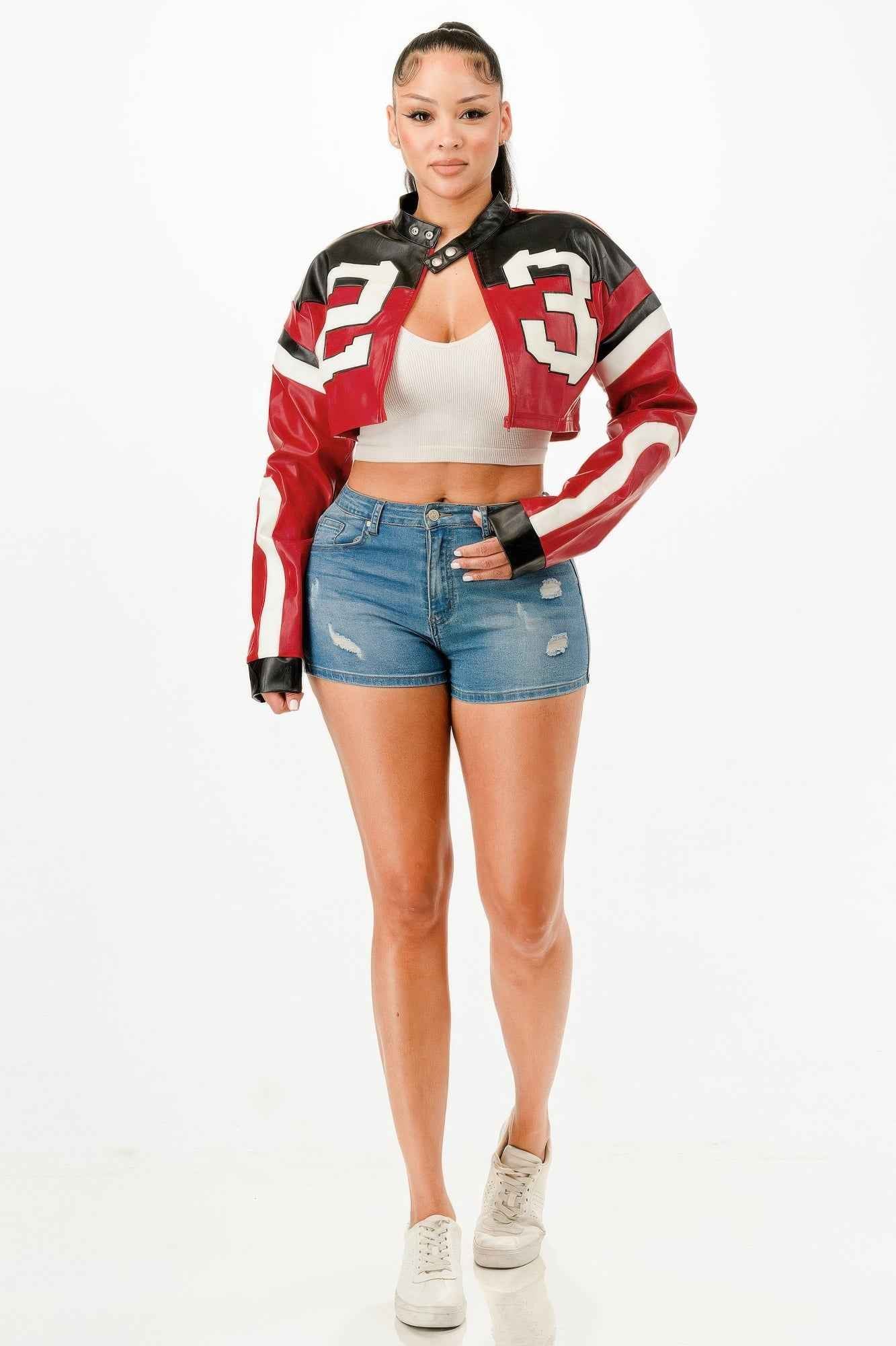Cropped Moto Jacket - DD Discount Sales
