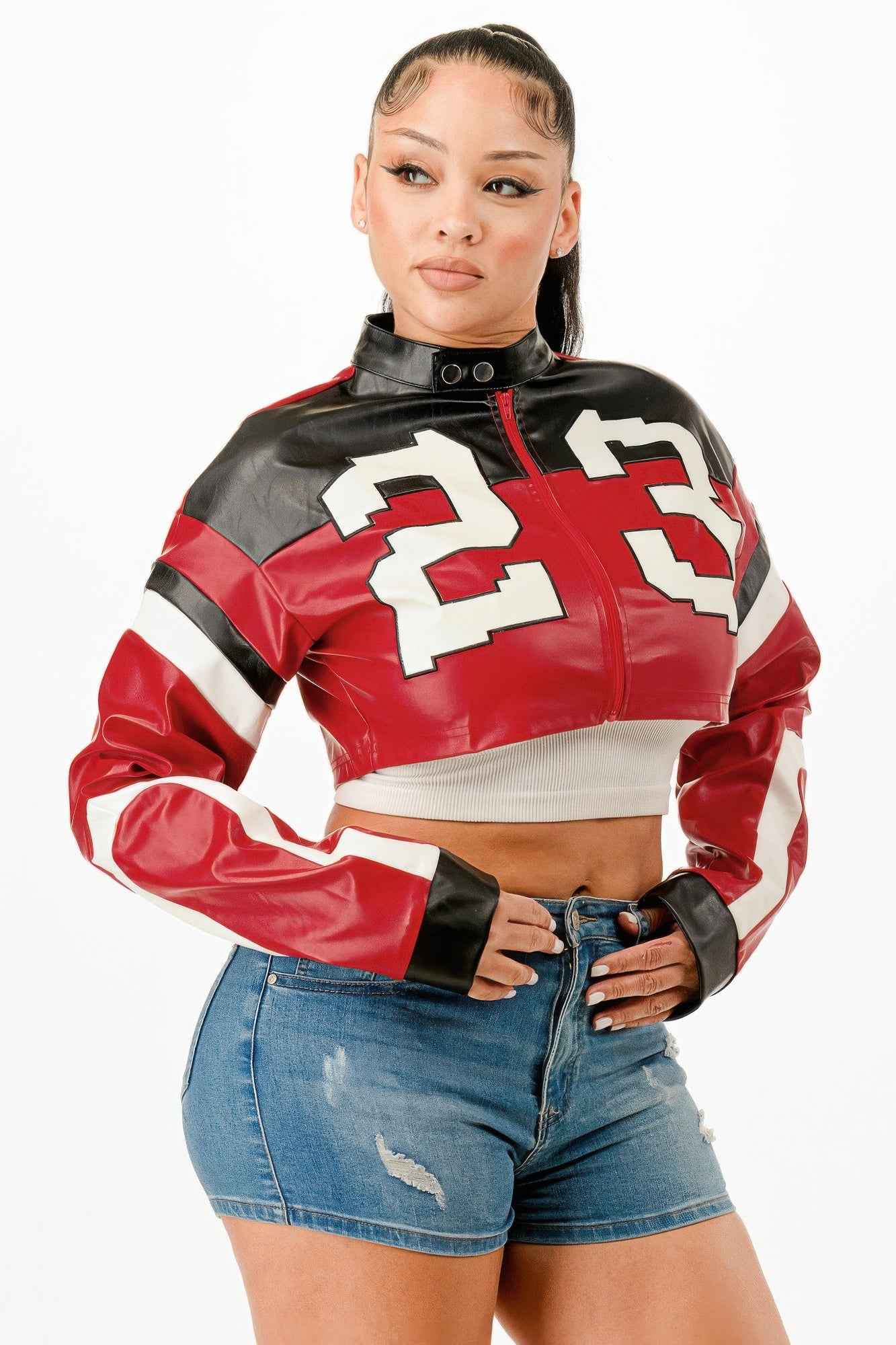 Cropped Moto Jacket - DD Discount Sales
