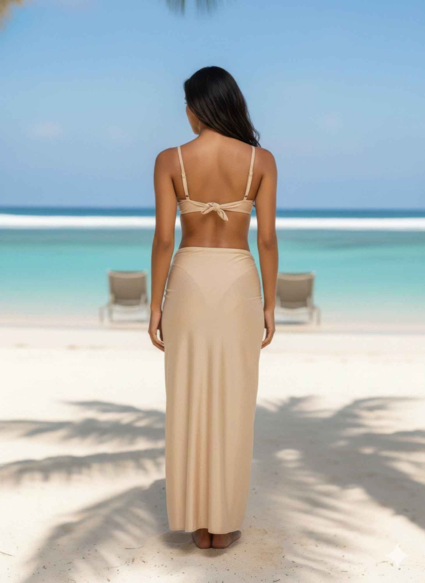 Beige Luxe Maxi 3 Piece Bikini Set Star Fish - DD Discount Sales