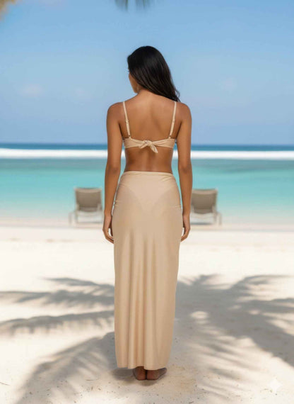 Beige Luxe Maxi 3 Piece Bikini Set Star Fish - DD Discount Sales