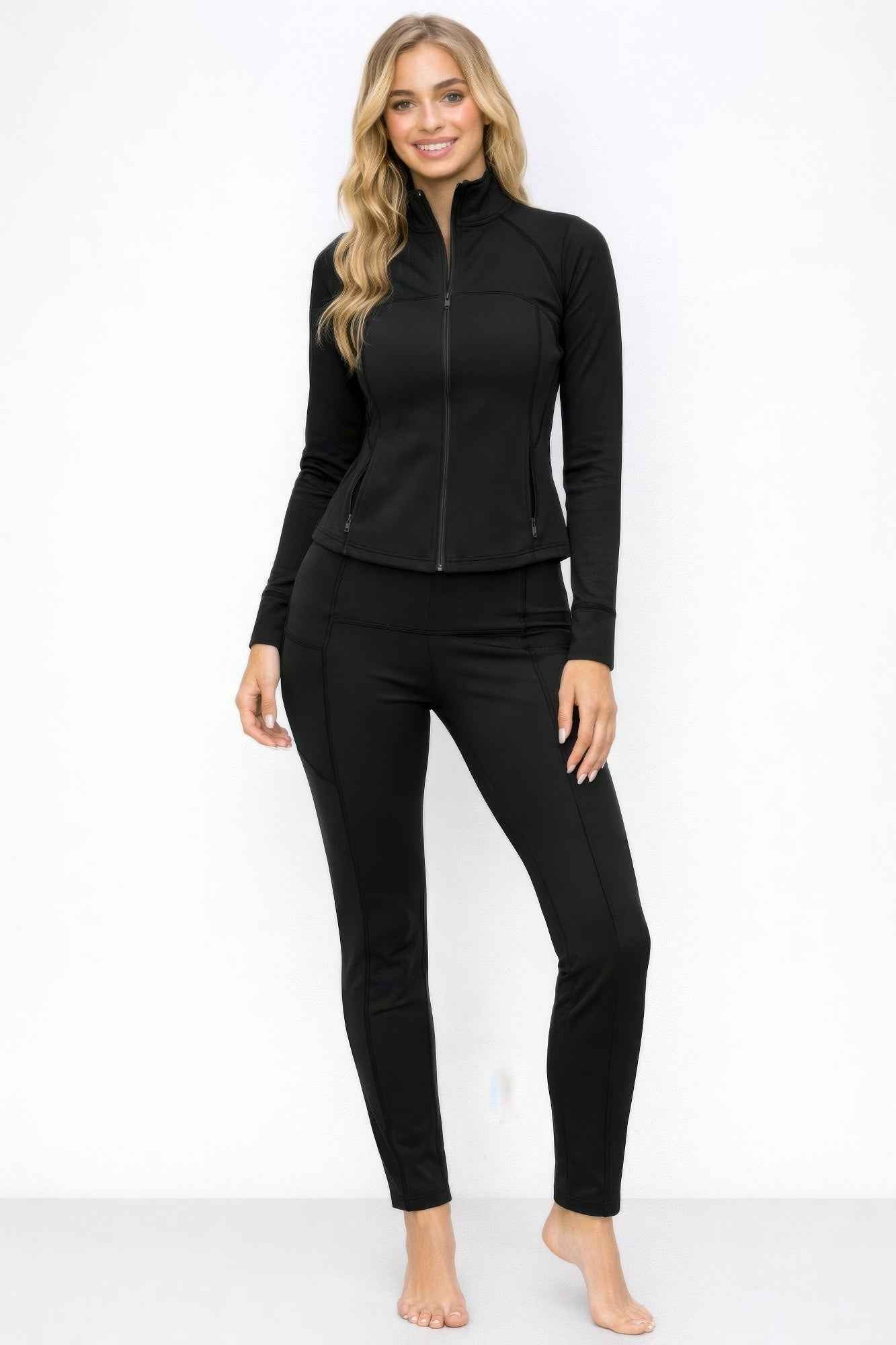 Athletic Workout Lounge Zip Up Jacket And Pant Set - DD Discount Sales