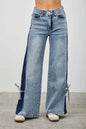 Mid Rise Contrast Wide Leg With Tie - DD Discount Sales