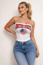 Patriotic Usa Graphic Strapless Stretch Tube Top - DD Discount Sales