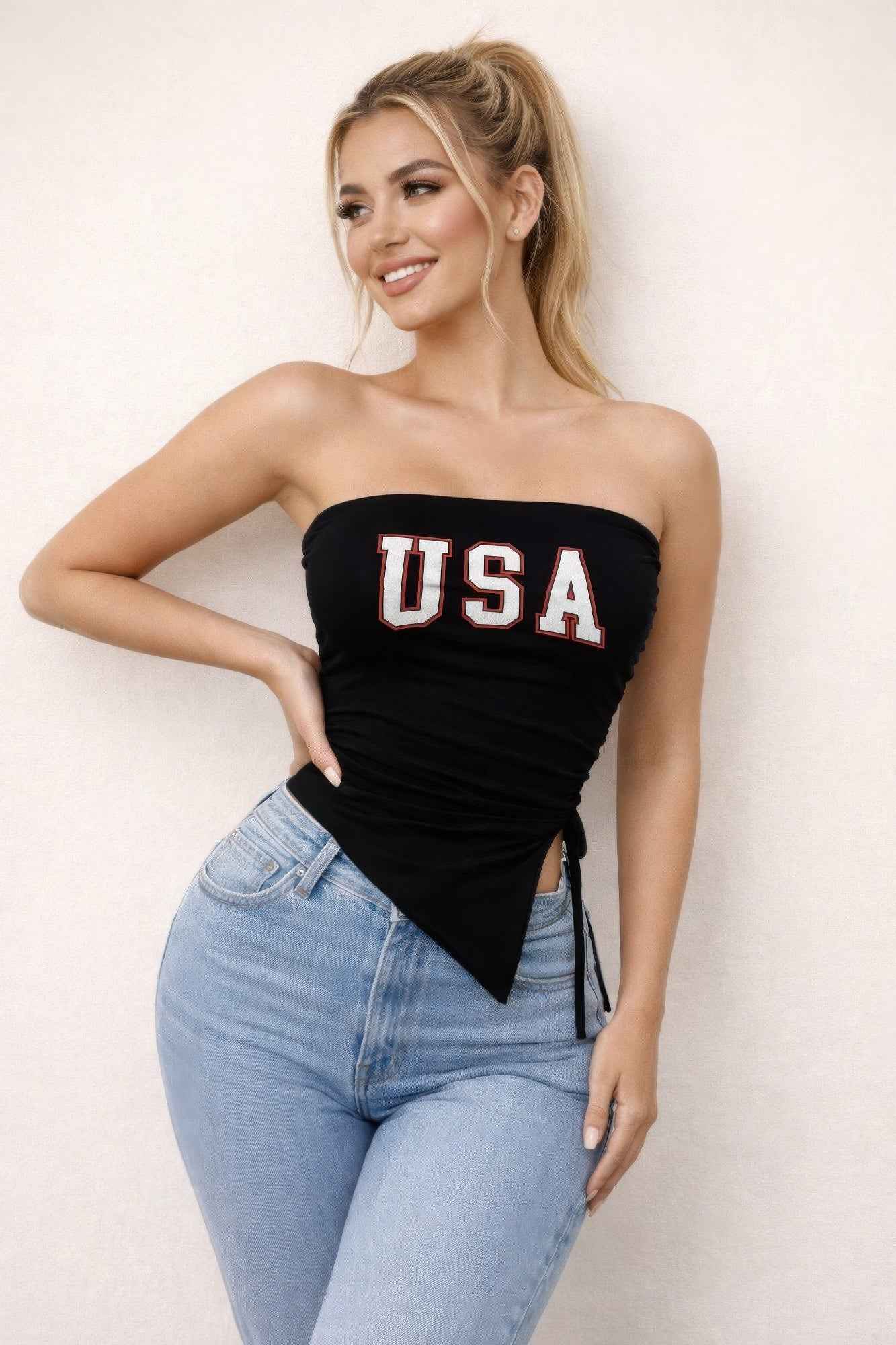 All-american Asymmetry Tube Top - DD Discount Sales