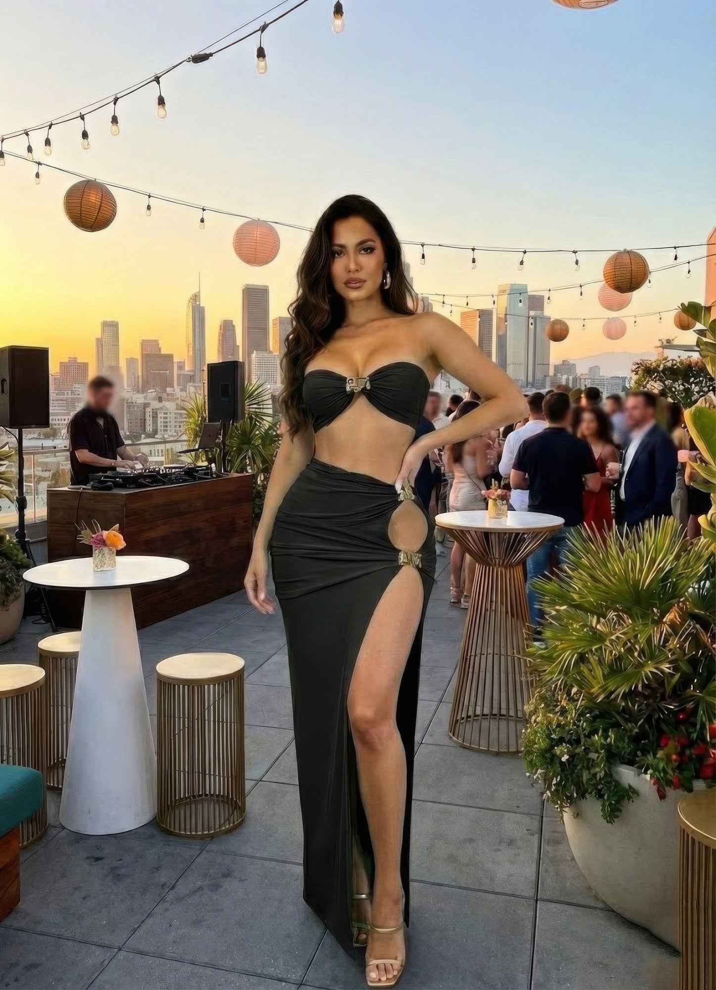 Two-piece Matching Skirt Set,bandeau-style - DD Discount Sales