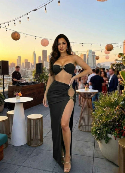 Two-piece Matching Skirt Set,bandeau-style - DD Discount Sales