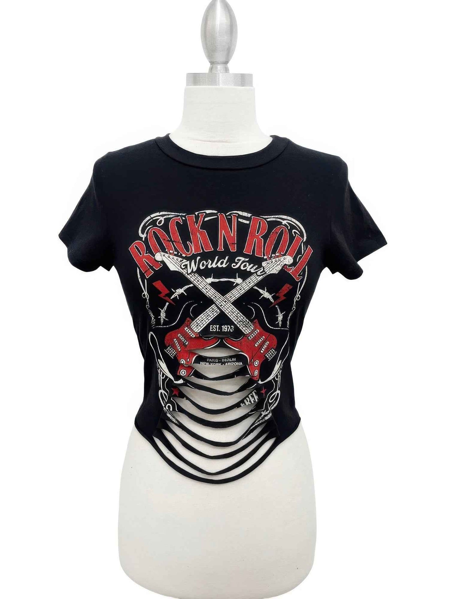 Rock N Roll World Tour Laser-cut Graphic Tee - DD Discount Sales