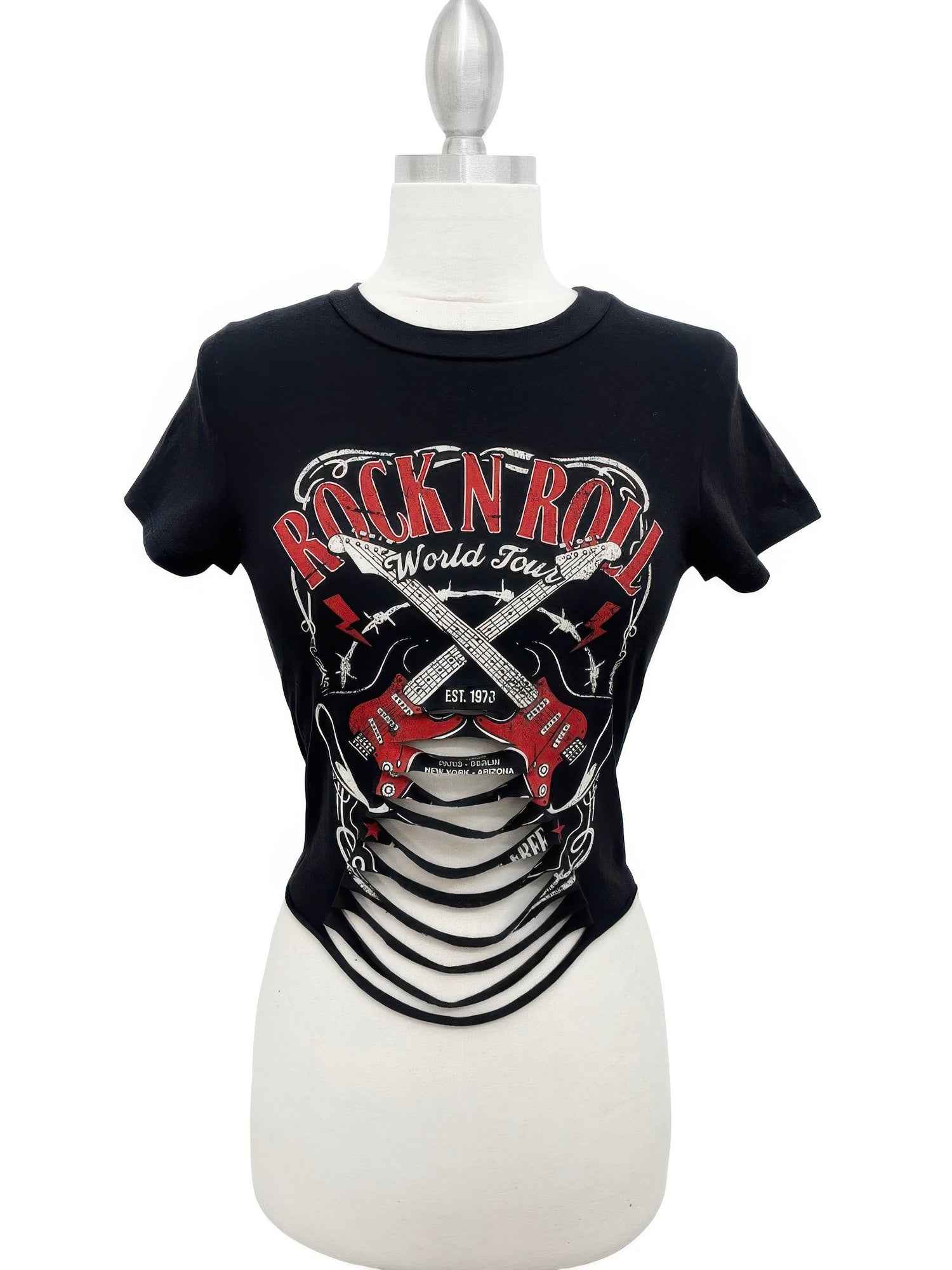 Rock N Roll World Tour Laser-cut Graphic Tee - DD Discount Sales
