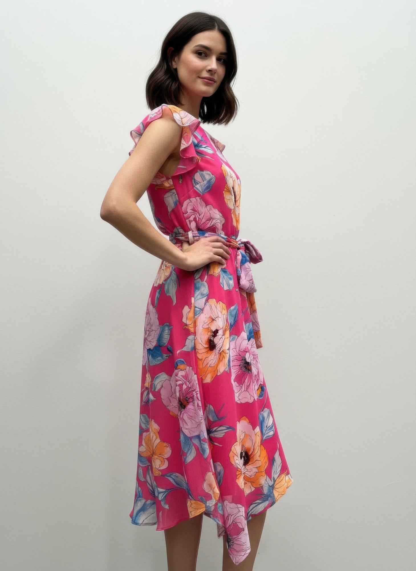 Shelby & Palmer Floral Ruffled Sleeve - DD Discount Sales
