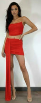 Sleeveless, Cropped Bodice Skirt Set - DD Discount Sales
