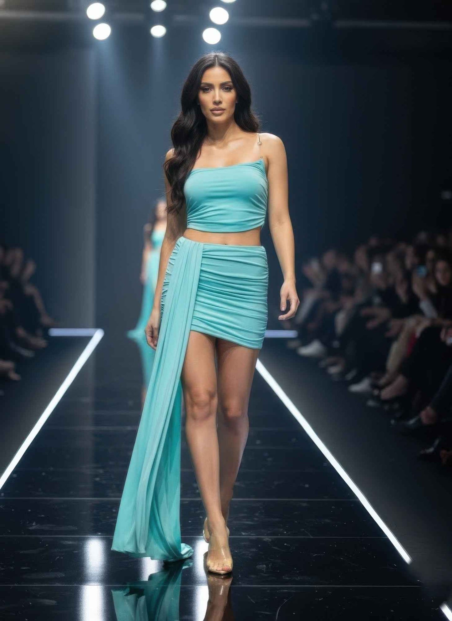 Sleeveless, Cropped Bodice Skirt Set - DD Discount Sales
