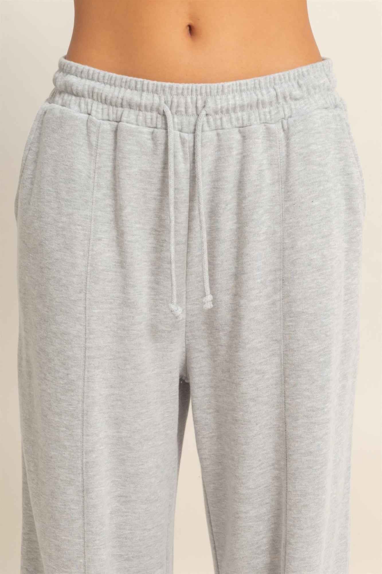 Acid Wash French Terry Wide-leg Pants - DD Discount Sales