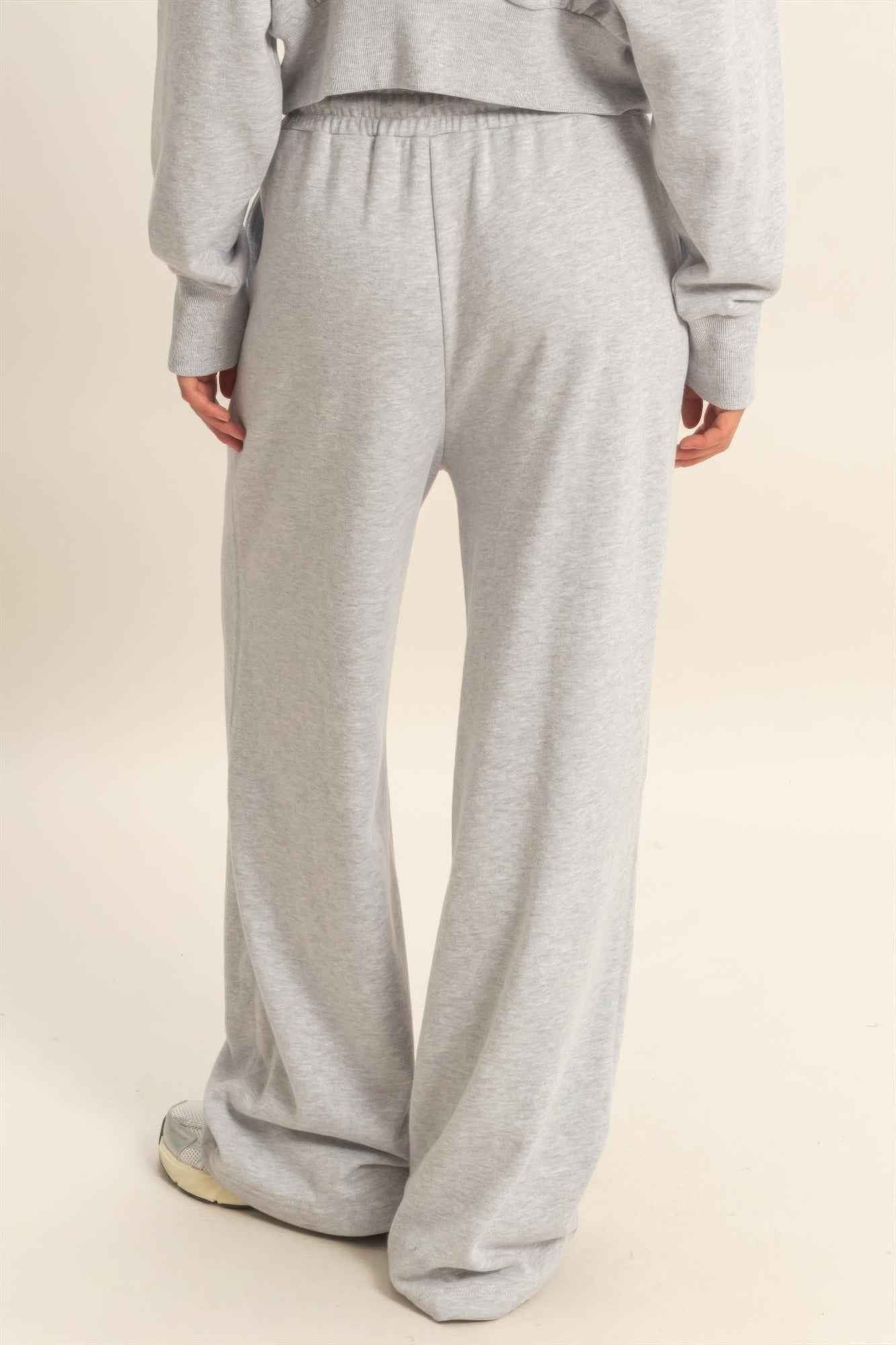 Acid Wash French Terry Wide-leg Pants - DD Discount Sales