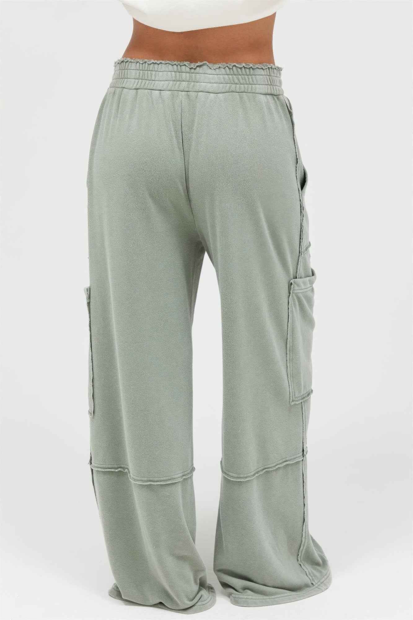 Mineral Wash Wide Leg Cargo Pants - DD Discount Sales