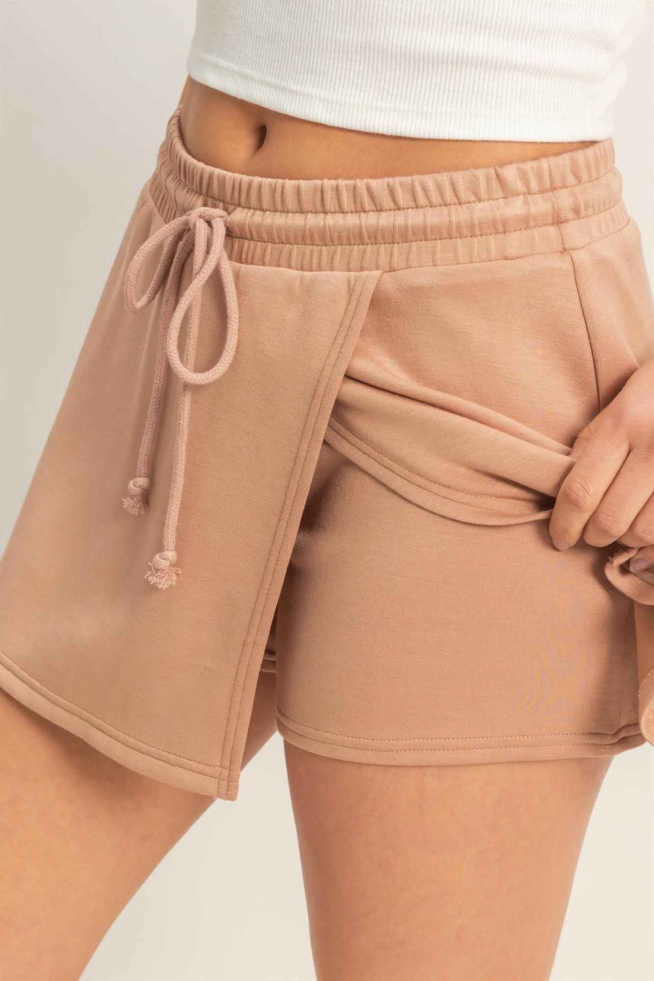 Wrap Front Elastic Waist Skort - DD Discount Sales