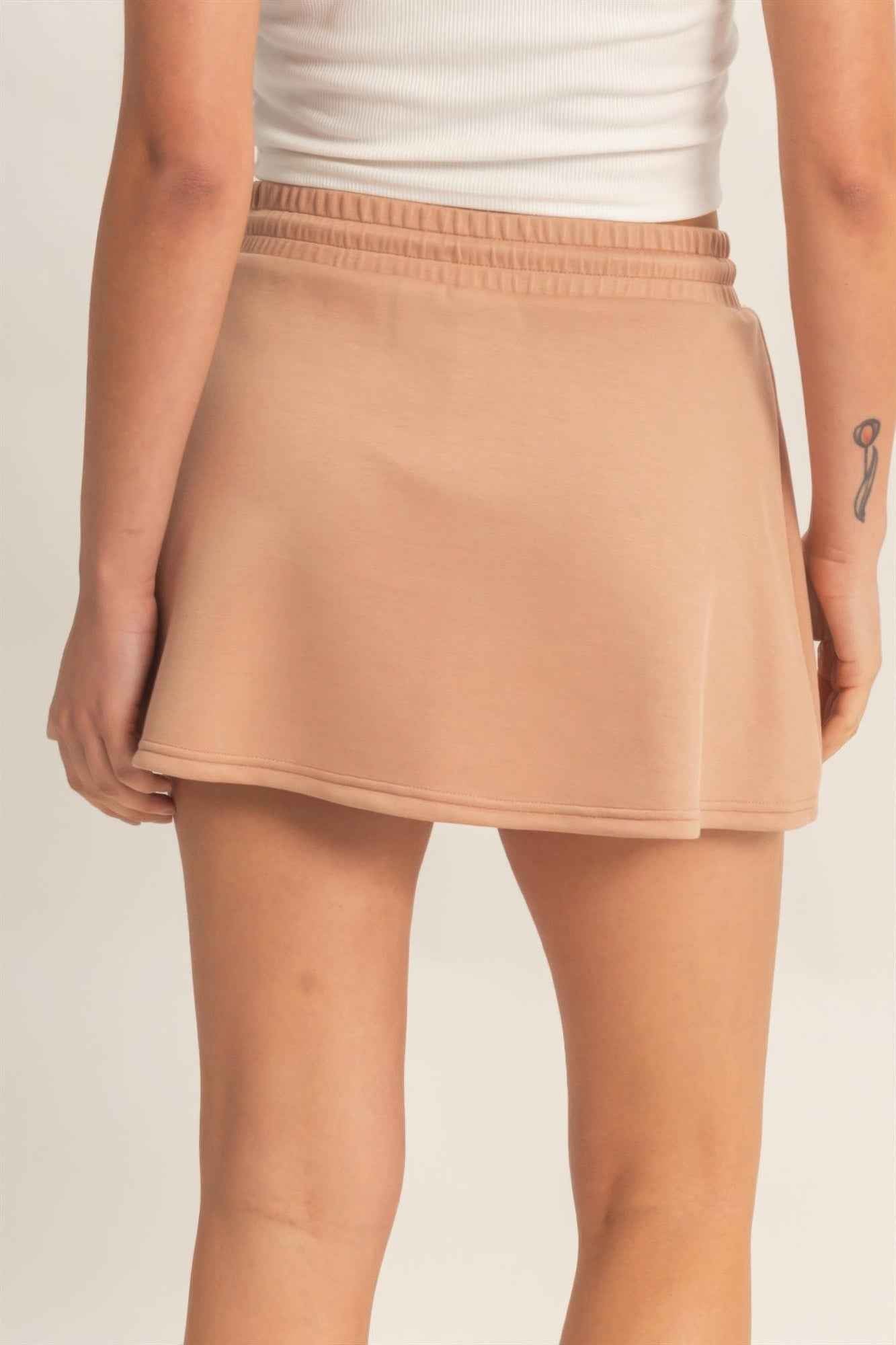 Wrap Front Elastic Waist Skort - DD Discount Sales