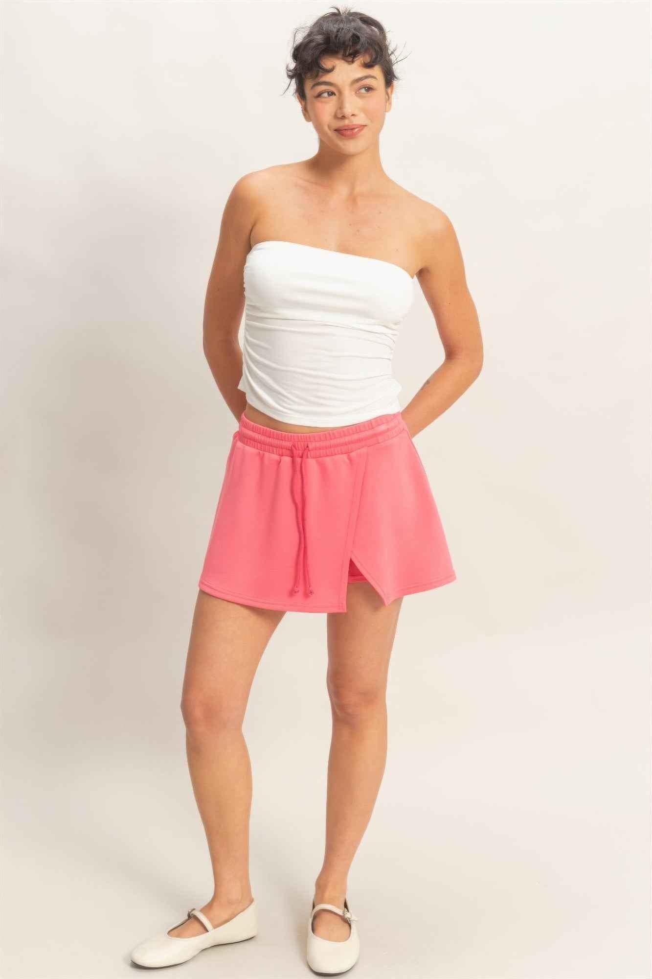Wrap Front Elastic Waist Skort - DD Discount Sales
