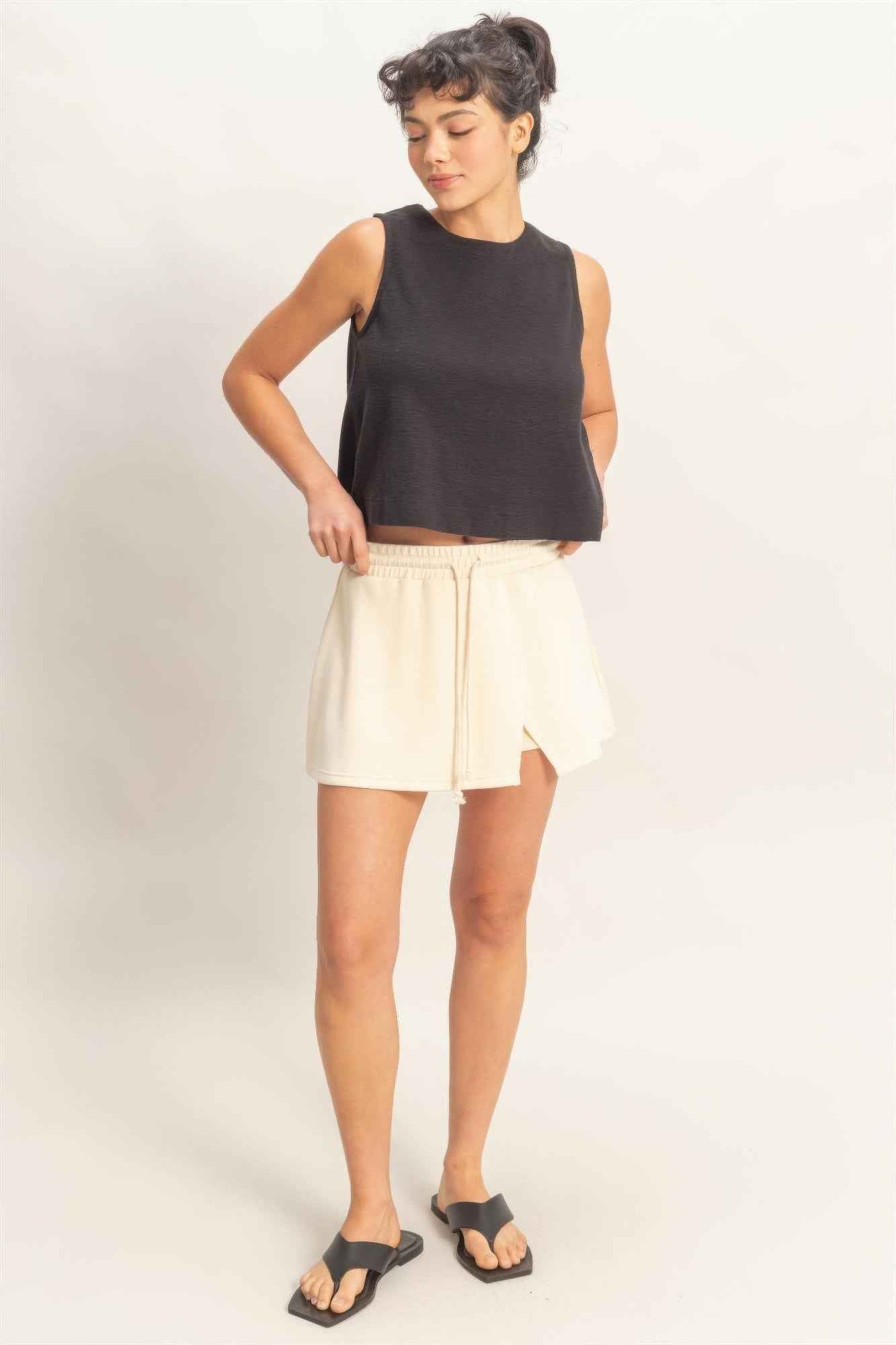 Wrap Front Elastic Waist Skort - DD Discount Sales