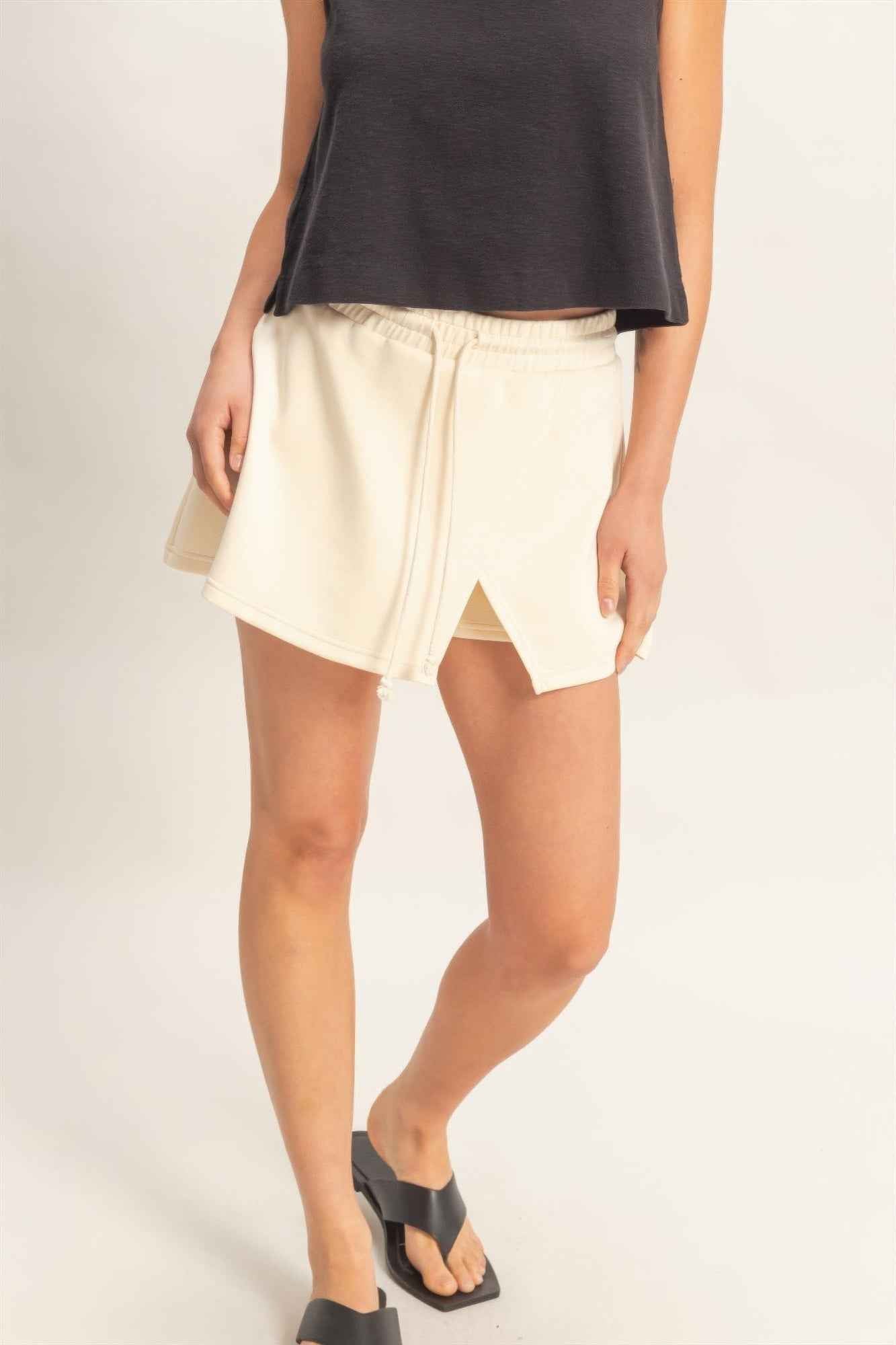 Wrap Front Elastic Waist Skort - DD Discount Sales