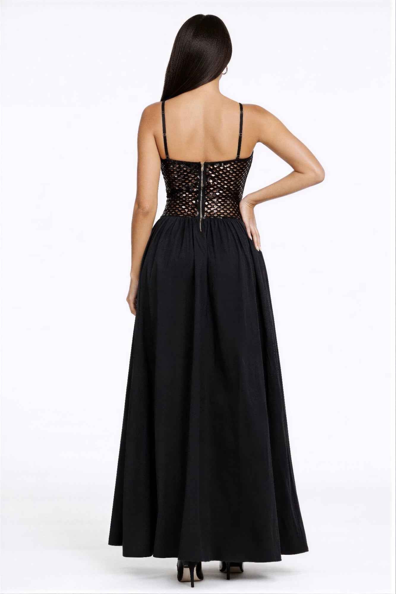 Netted Sequin Maxi Dress - DD Discount Sales