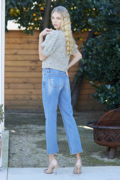 Mid Rise Crop Slim Bootcut With Stretch - DD Discount Sales