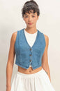 V-neck Sleeveless Denim Vest - DD Discount Sales
