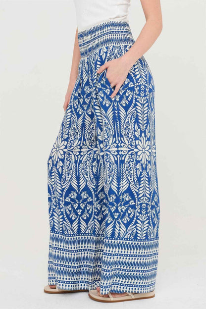 Smocked Waist Floral Pants - DD Discount Sales