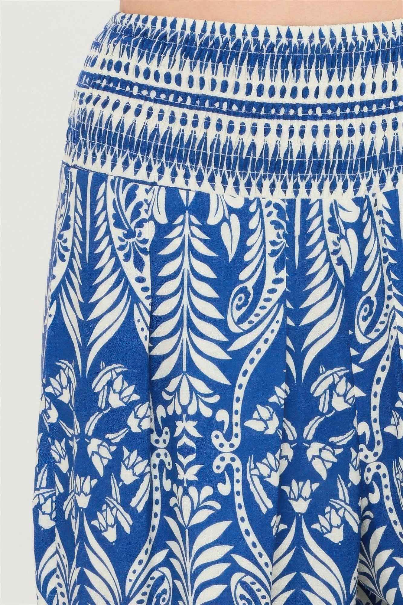 Smocked Waist Floral Pants - DD Discount Sales