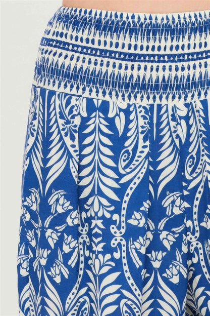 Smocked Waist Floral Pants - DD Discount Sales