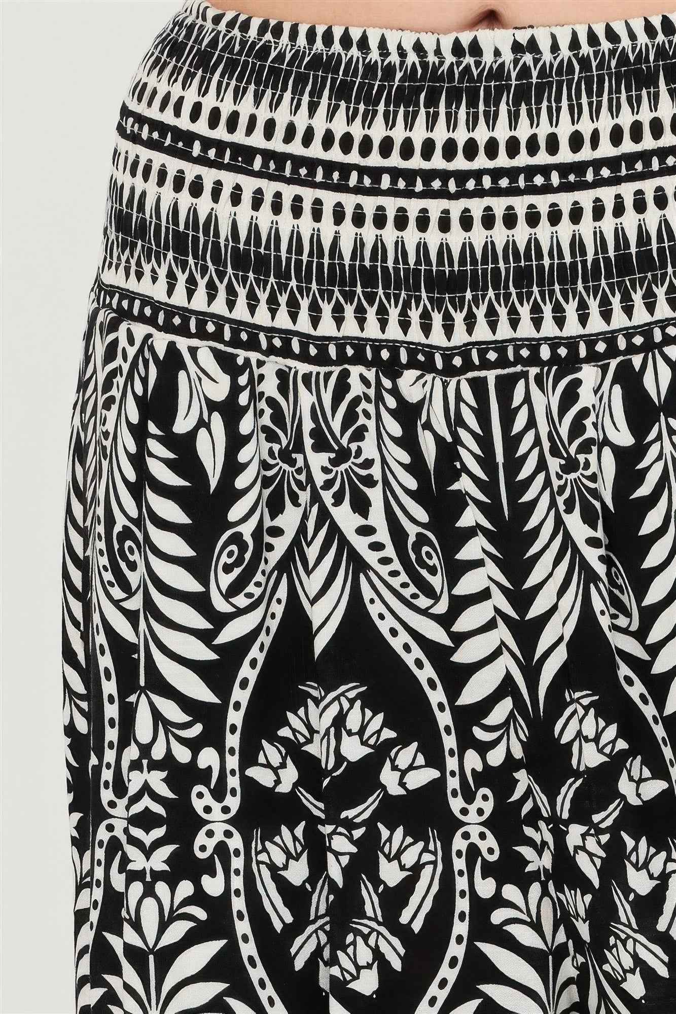 Smocked Waist Floral Pants - DD Discount Sales