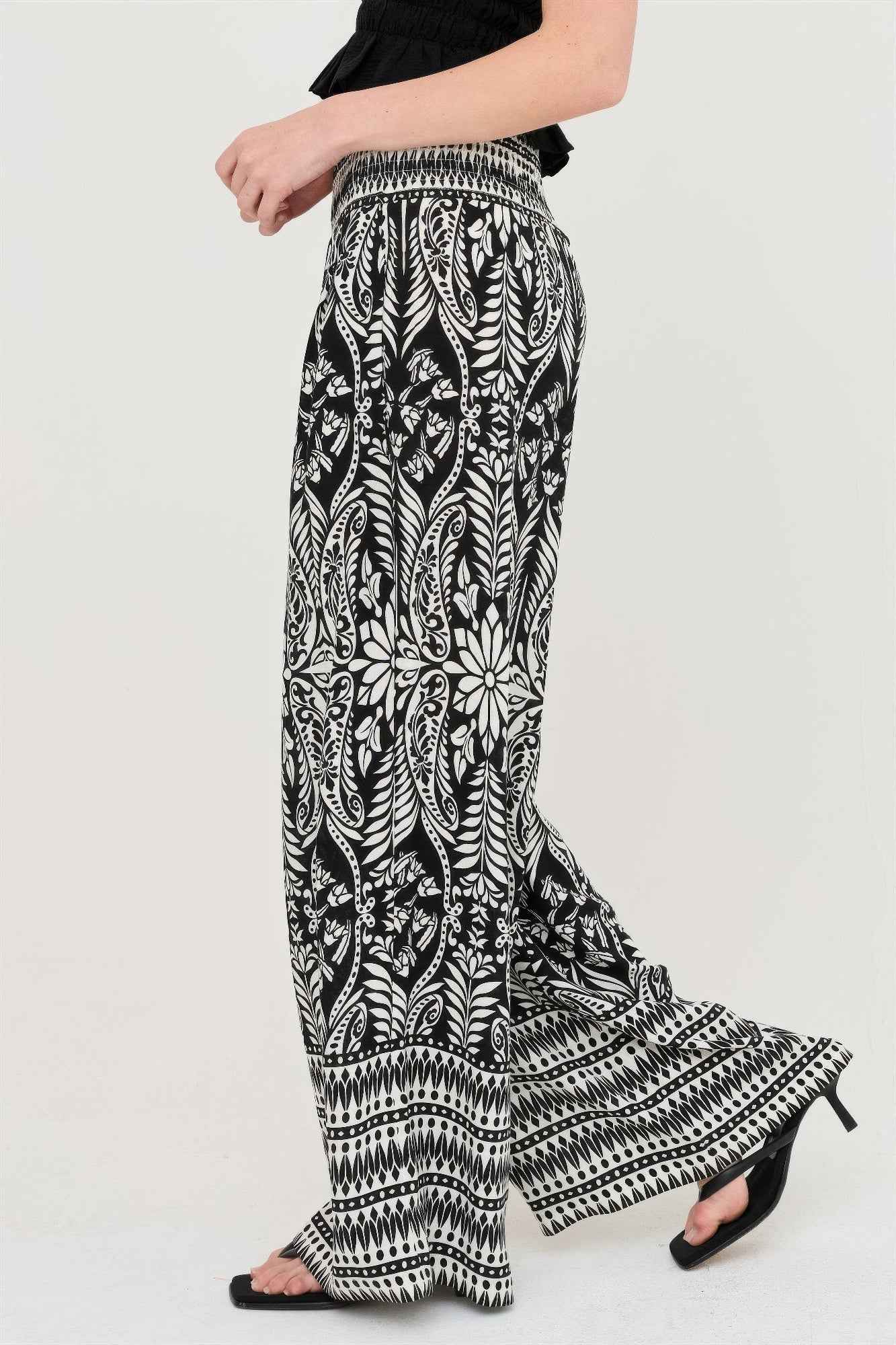 Smocked Waist Floral Pants - DD Discount Sales