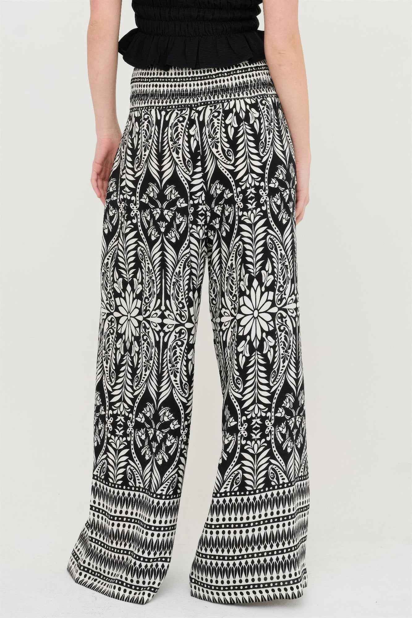 Smocked Waist Floral Pants - DD Discount Sales