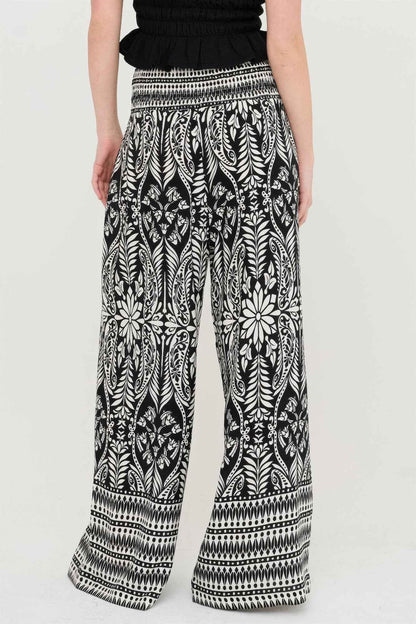 Smocked Waist Floral Pants - DD Discount Sales