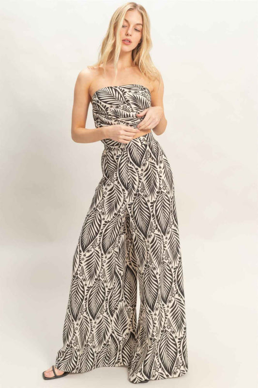 Strapless Top & Pant Print Set - DD Discount Sales