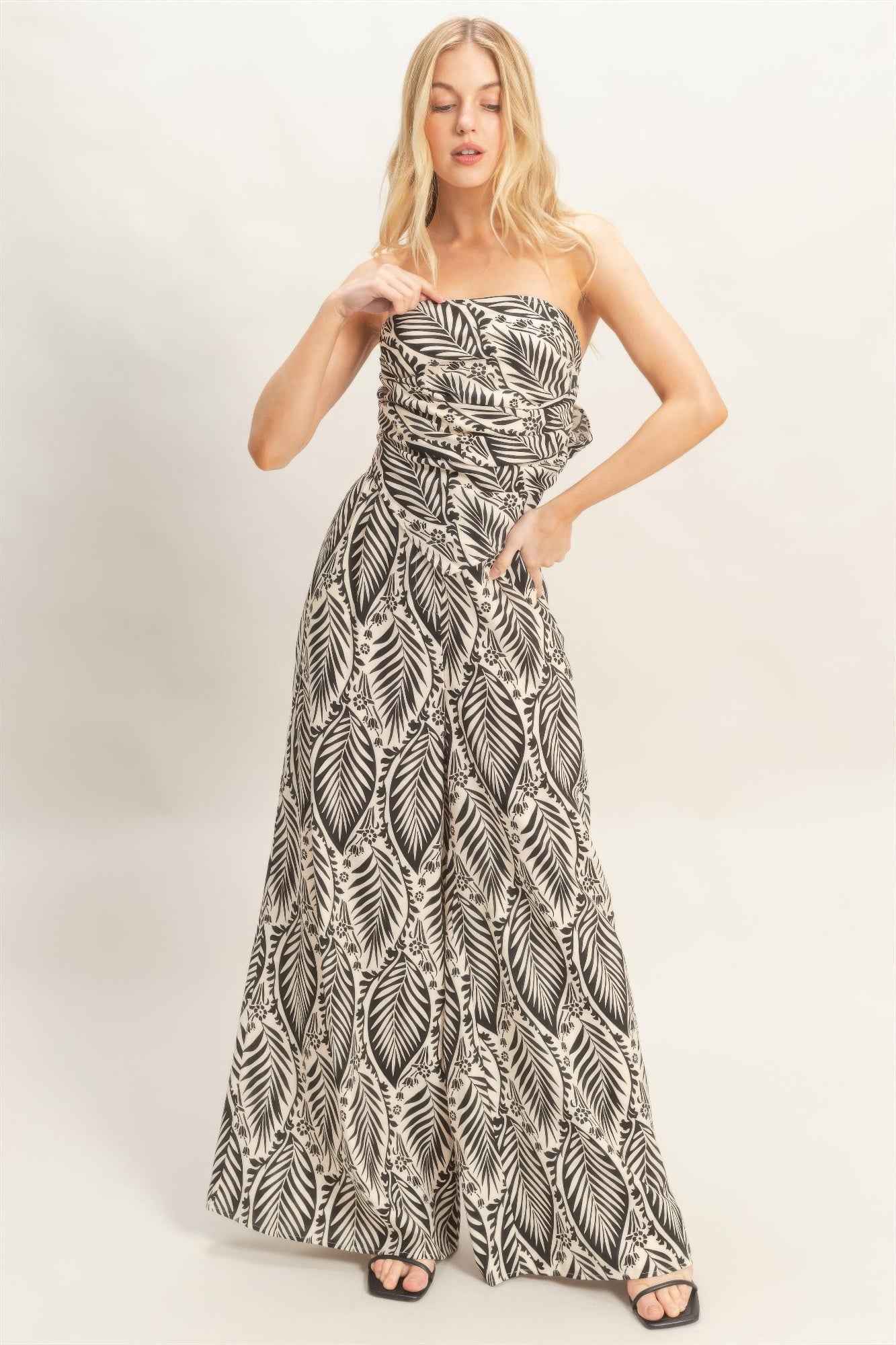 Strapless Top & Pant Print Set - DD Discount Sales