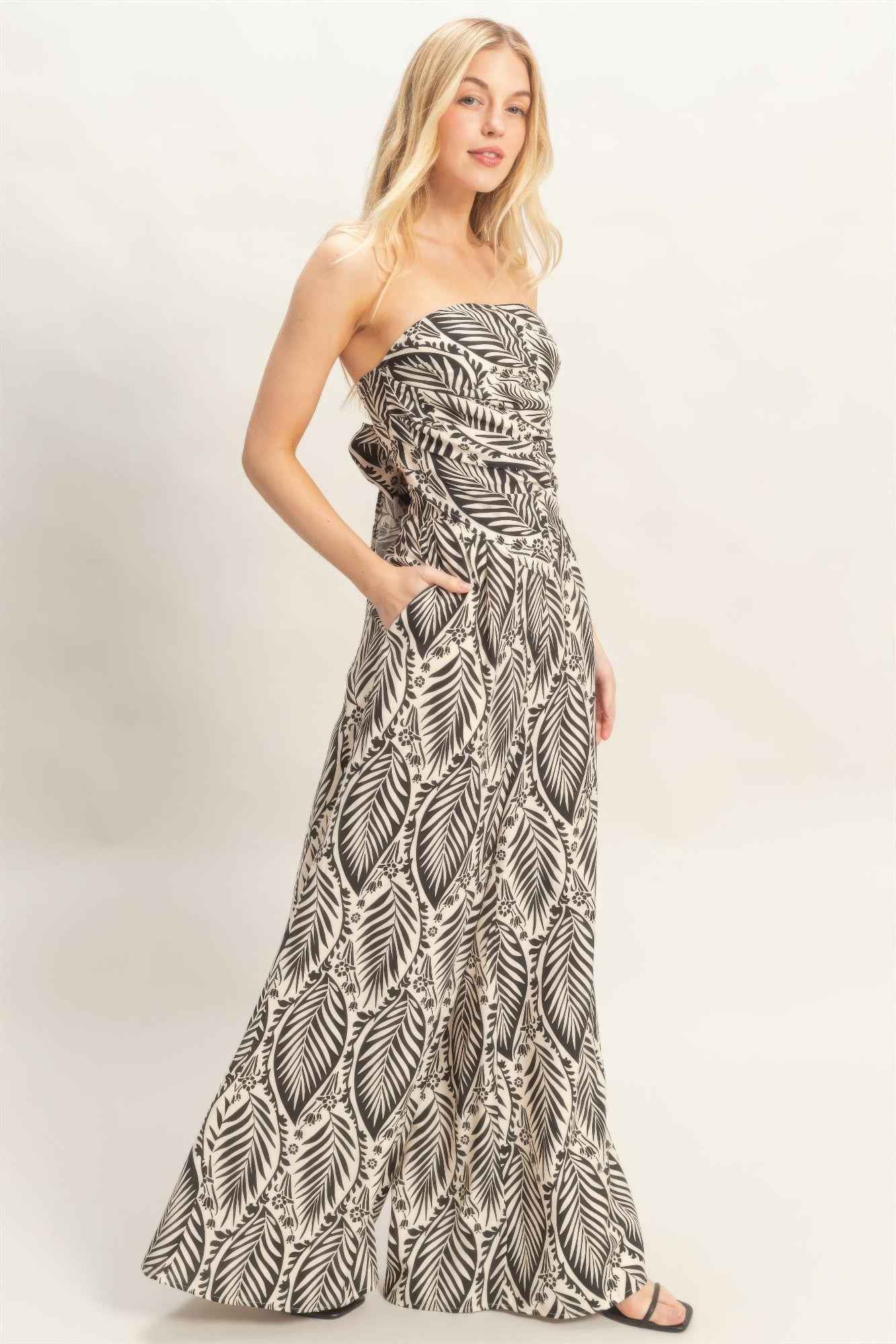 Strapless Top & Pant Print Set - DD Discount Sales