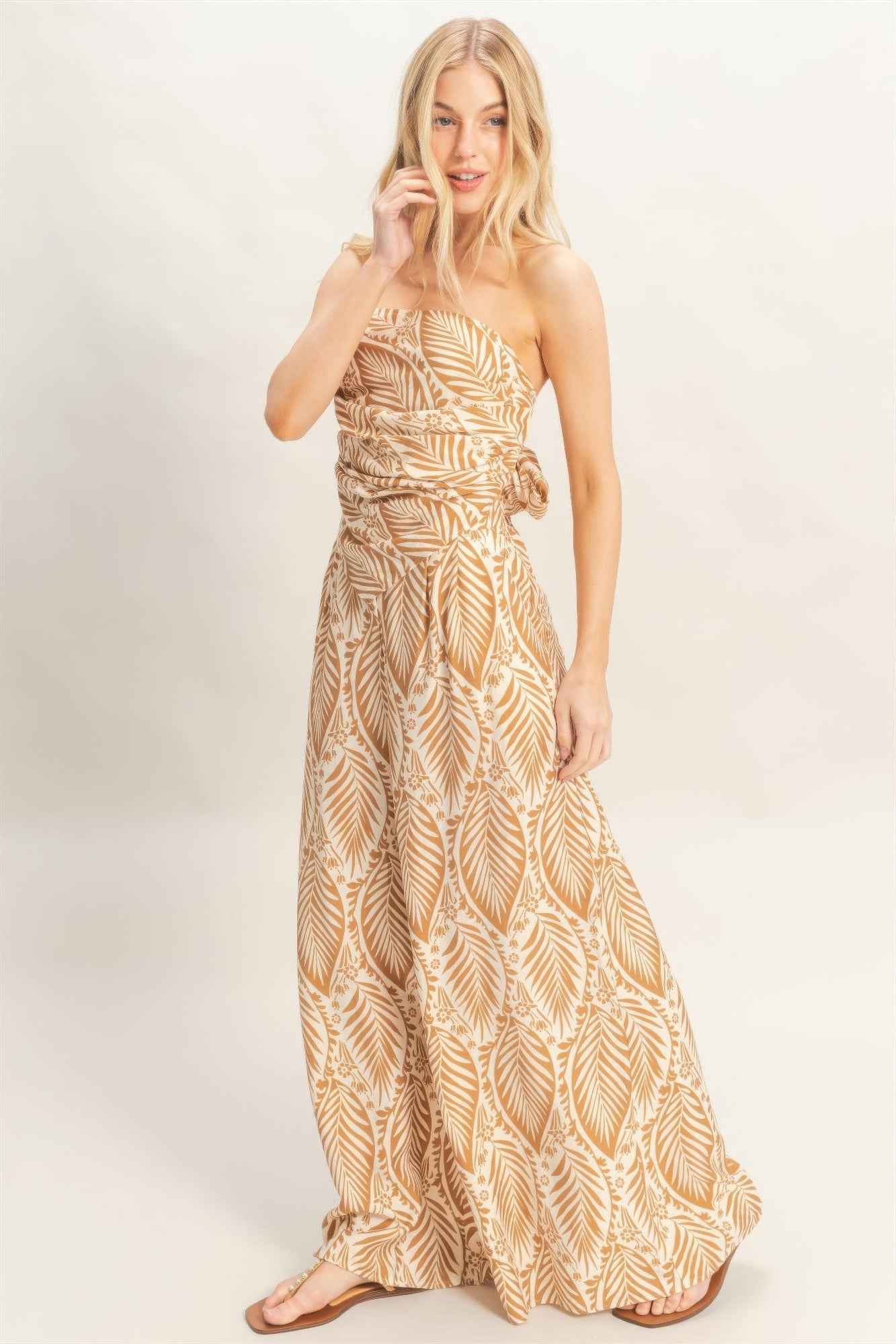 Strapless Top & Pant Print Set - DD Discount Sales